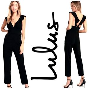 Nwt Lulu's Leilani Black Ruffled Jumpsuit
